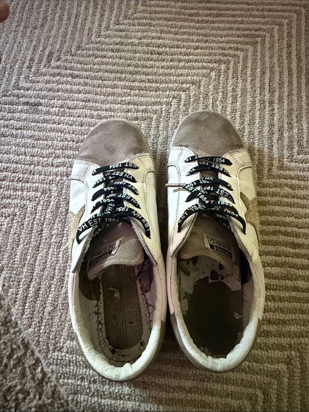 Vintage Havana White and Taupe well worn Women's Sneakers - Picture 4 of 7